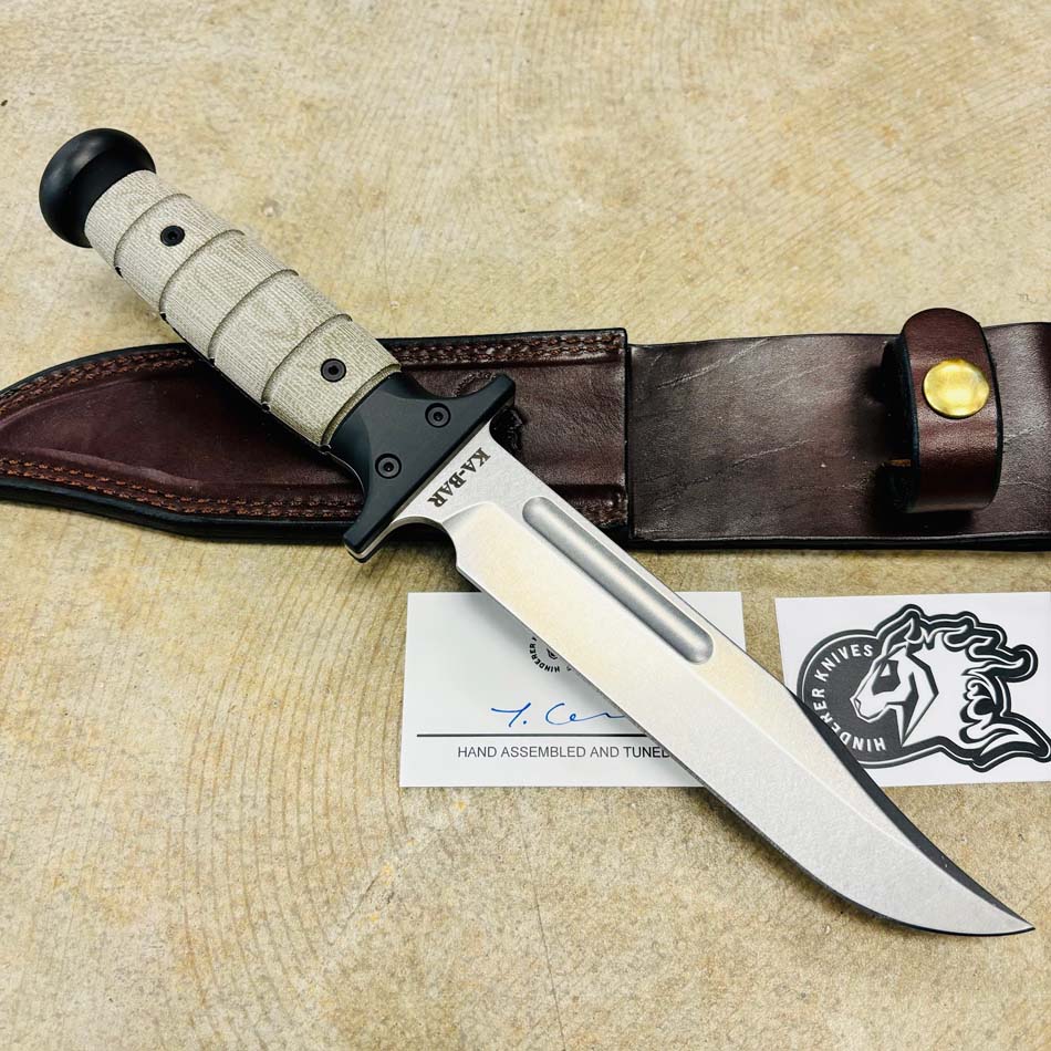 Rick Hinderer KaBar 3V Stonewash Blade OD Green Micarta Handles Fixed Knife - RH KaBar SW OD Green Micarta