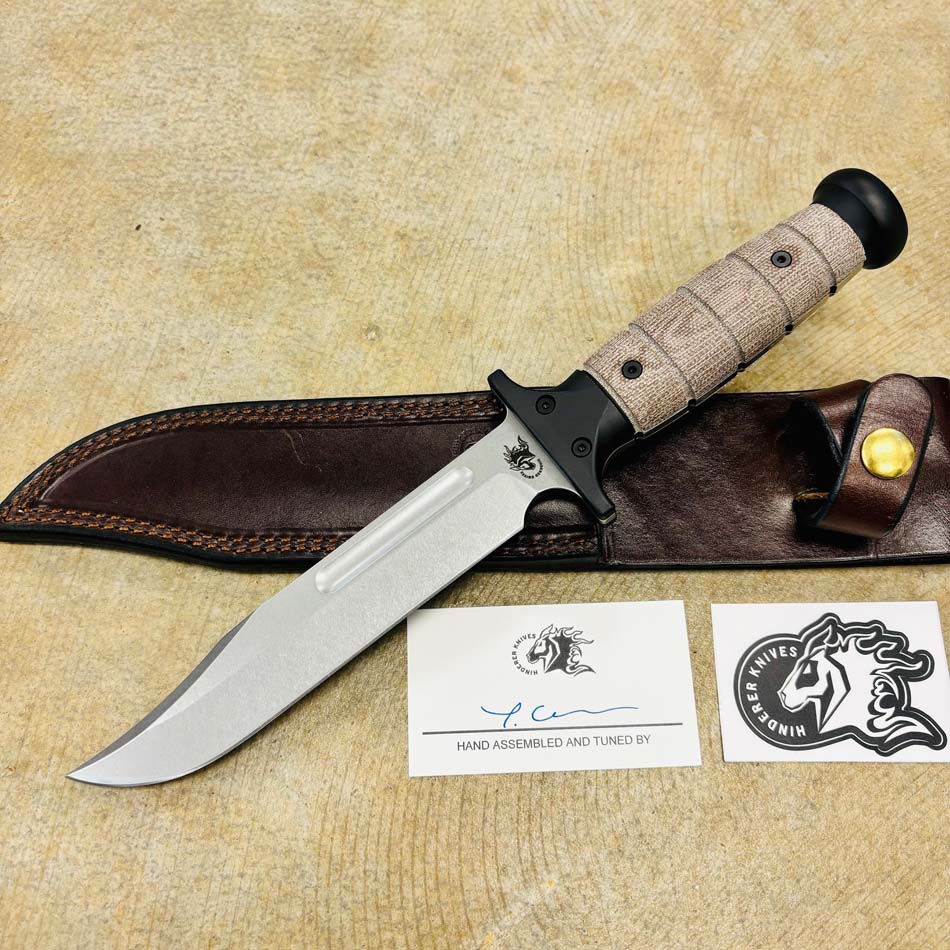 Rick Hinderer KaBar 3V Stonewash Blade Natural Micarta Handles Fixed Knife - RH KaBar SW Natural Micarta Knife