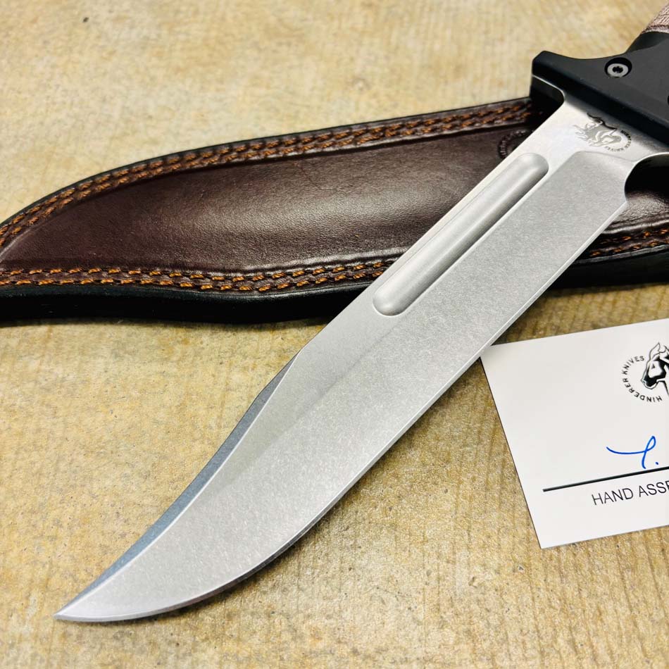 Rick Hinderer KaBar 3V Stonewash Blade Natural Micarta Handles Fixed Knife - RH KaBar SW Natural Micarta Knife