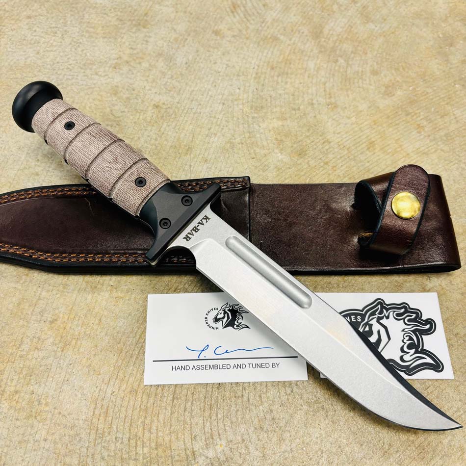 Rick Hinderer KaBar 3V Stonewash Blade Natural Micarta Handles Fixed Knife - RH KaBar SW Natural Micarta Knife