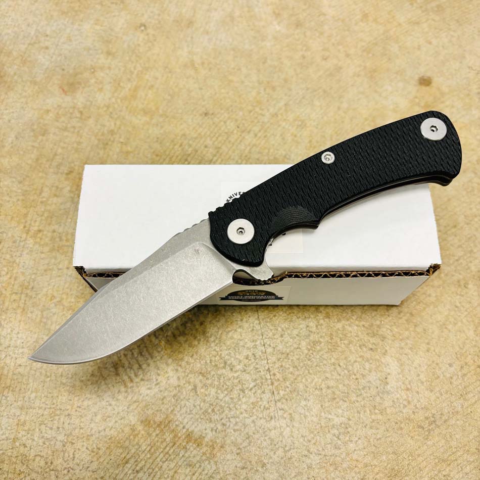 Rick Hinderer Project X Clip Point, S45VN, 3.66" Battle Bronze, Black G10 Folding Knife - RH Project X Battle Brz Black