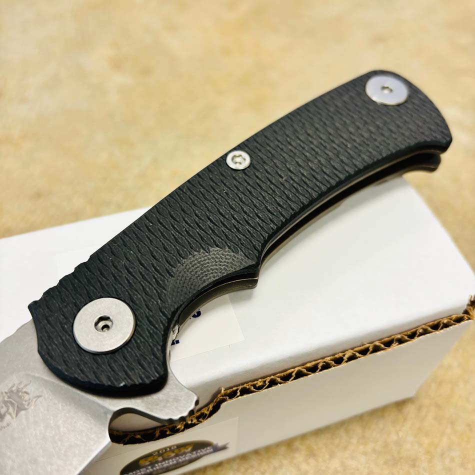 Rick Hinderer Project X Clip Point, S45VN, 3.66" Battle Bronze, Black G10 Folding Knife - RH Project X Battle Brz Black