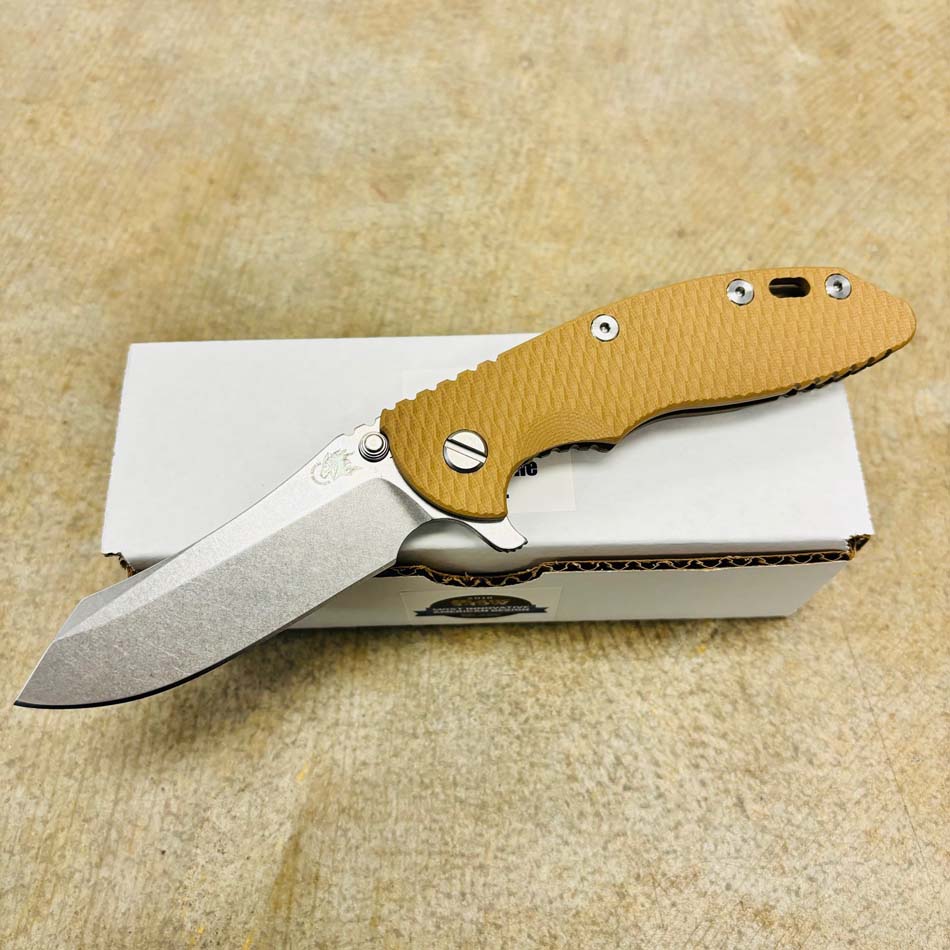 Rick Hinderer XM-18 3.5" S45VN Skinner Tri-Way Stonewash Bronze, Coyote G10 Knife - RH XM-18 3.5" SKR SWB Coyote