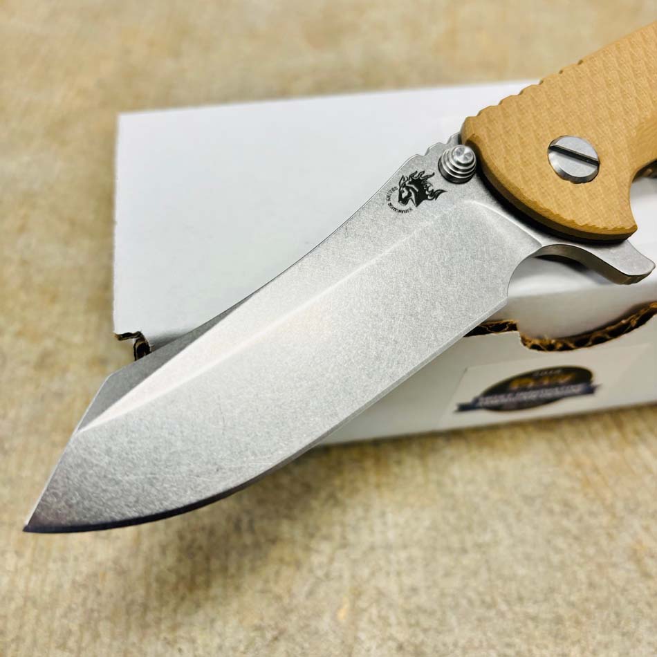 Rick Hinderer XM-18 3.5" S45VN Skinner Tri-Way Stonewash Bronze, Coyote G10 Knife - RH XM-18 3.5" SKR SWB Coyote