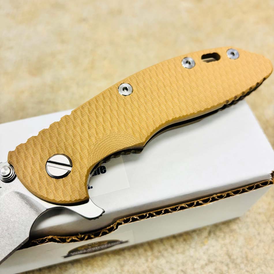 Rick Hinderer XM-18 3.5" S45VN Skinner Tri-Way Stonewash Bronze, Coyote G10 Knife - RH XM-18 3.5" SKR SWB Coyote