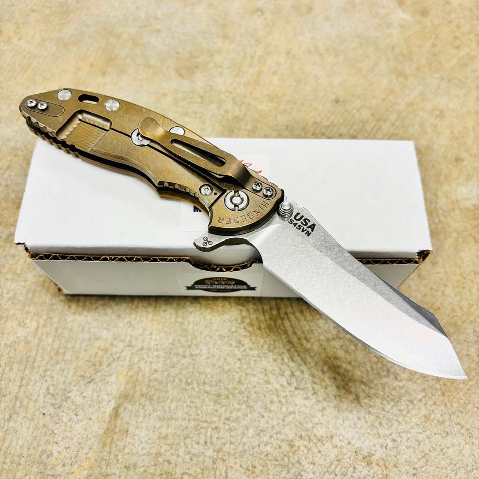 Rick Hinderer XM-18 3.5" S45VN Skinner Tri-Way Stonewash Bronze, Coyote G10 Knife - RH XM-18 3.5" SKR SWB Coyote