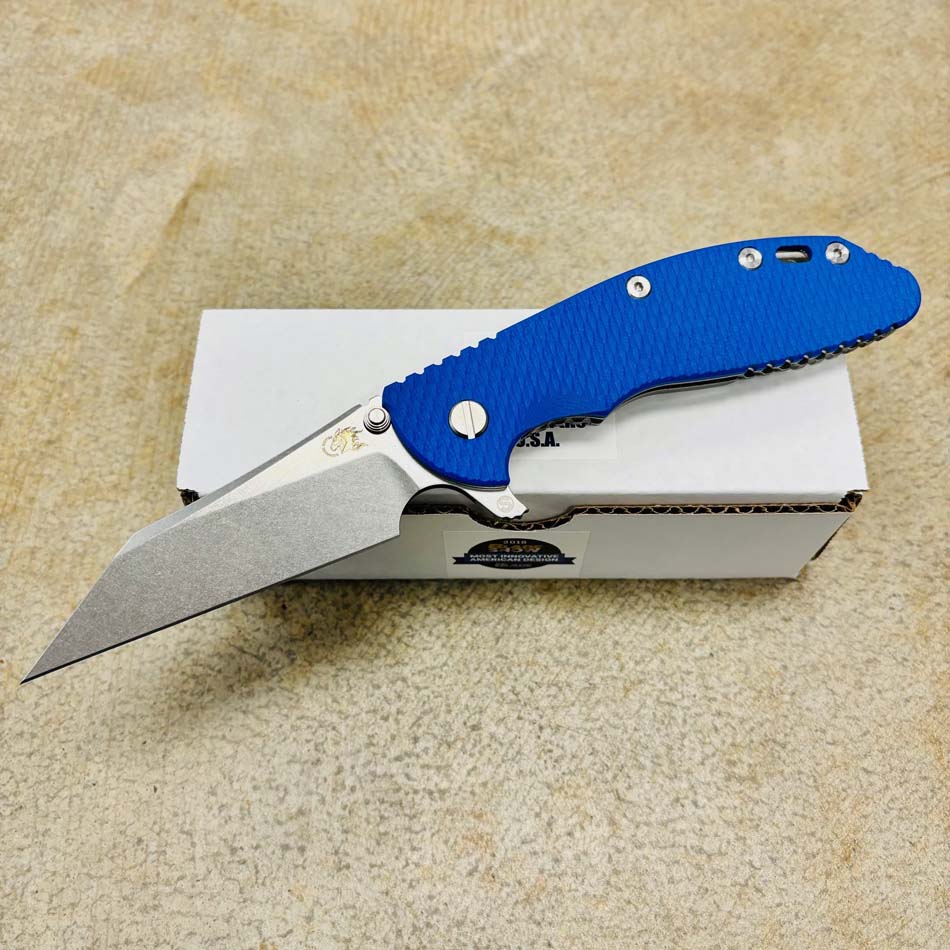 Rick Hinderer XM-24 4" S45VN SKINNY Wharncliffe, Tri-Way, Stonewash, Blue G10 Folding Knife Rick Hinderer XM-24 4" S45VN SKINNY Wharncliffe, Tri-Way, Stonewash, Blue G10 Folding Knife