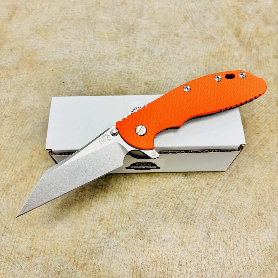 Rick Hinderer XM-24 4" S45VN SKINNY Wharncliffe, Tri-Way, Stonewash Bronze, Orange G10 Folding Knife Rick Hinderer XM-24 4" S45VN SKINNY Wharncliffe, Tri-Way, Stonewash Bronze, Orange G10 Folding Knife