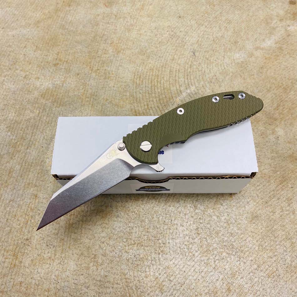 Rick Hinderer XM-18 3.5" S45VN Fatty Wharncliffe, Tri-Way, Stonewash Blade, OD Green G10 Folding Knife