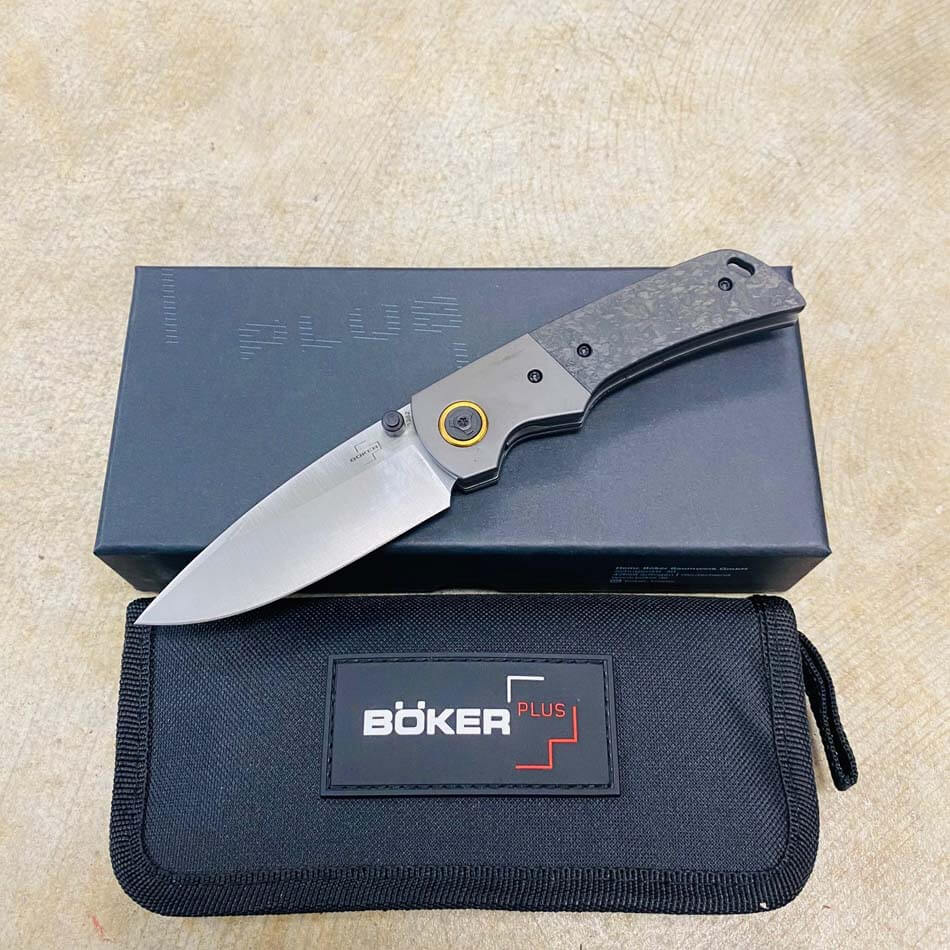 Boker Plus Gray Titanium Kalashnikov 17 Linerlock Blade Folding Knife  P01KAL17